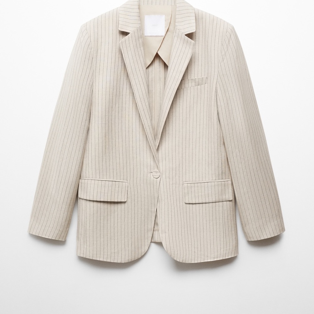 NWT Mango Cream Pinstripe Blazer